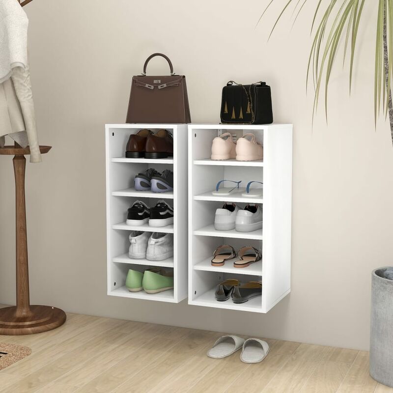 

Muebles zapateros 2 uds aglomerado blanco 31,5x35x70 cm