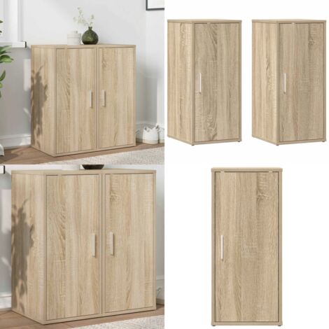 Muebles zapateros 2 uds contrachapado roble Sonoma 32x35x70 cm - Estantes para zapatos - Almacenamiento de zapatos