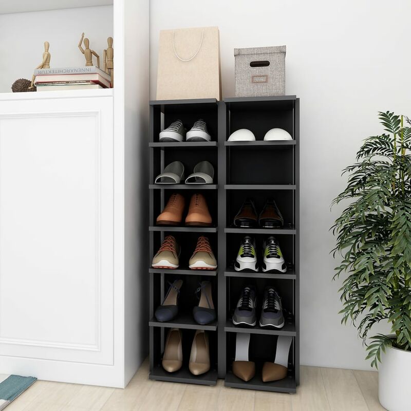 

Muebles zapateros 2 uds gris 25x27x102 cm