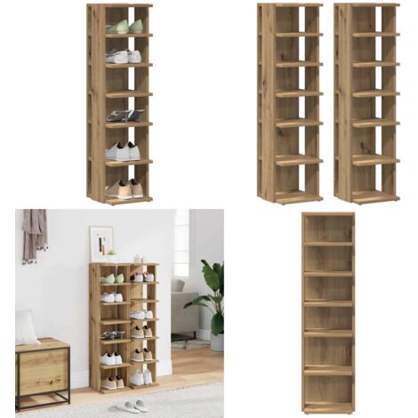 Muebles zapateros 2 uds madera roble artisan 28x27x102 cm - Muebles de madera - Armario de zapatos roble