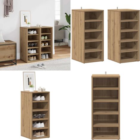 Muebles zapateros 2 uds madera roble artisan 32x35x70 cm - Muebles de madera - Muebles de almacenamiento