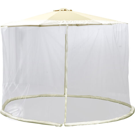 Mückenabweisender Sonnenschirmaufsatz aus Polyester, 300 x 230 cm, schwarz-weiß, für Garten und Terrasse