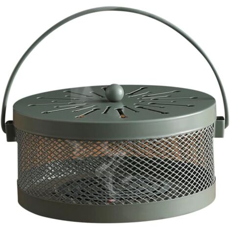Mückenschutzspiralenhalter, klassischer Mückenschutzspiralenhalter, hohler Räucherstäbchenhalter aus Metall mit floralem Design, hitzebeständig mit Griff und Deckel für Haus und Garten