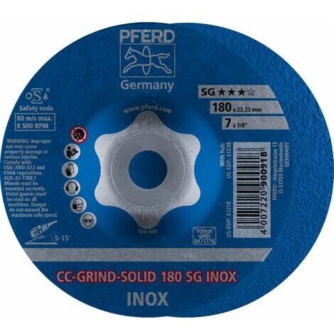 Muela CC-GRIND®-SOLID, SG-INOX, Ø : 180 mm, velocidad máx. 8500 tr/mn