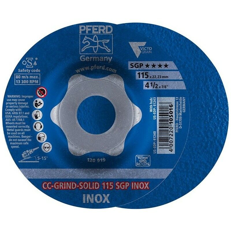 

Muela CC-Grind Solid SGP INOX 115mm PFERD