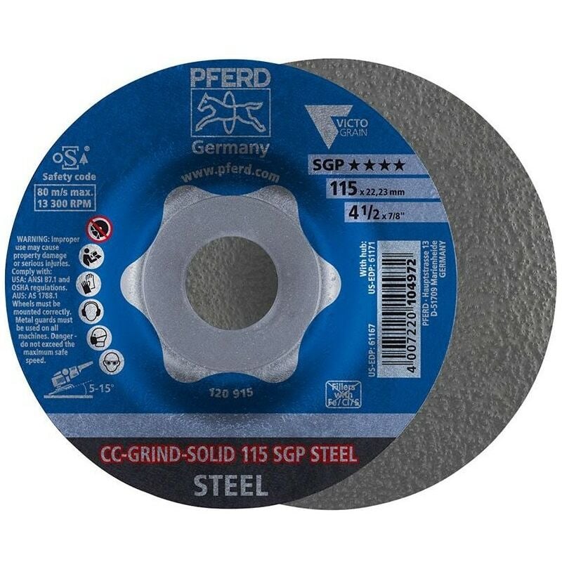 

Muela CC-Grind Solid SGP STEEL 115mm PFERD