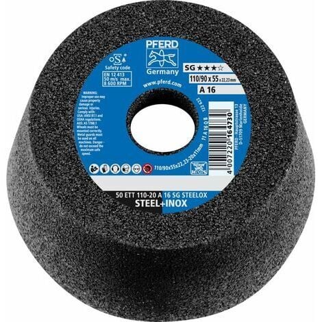 PFERD Muela De Copa Ett Sg Steelox 110/55 Mm Inox Y Acero P16 Perf