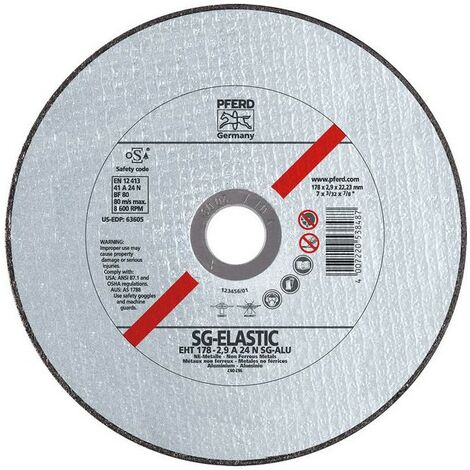 Muela de trocear SG-ELASTIC-ALU para el mecanización del aluminio, Ø x Espesor : 178 x 1,6 mm, Modelo recto, velocidad máx. 8600 tr/mn
