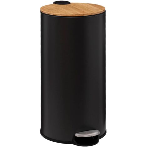 Mülleimer mit bambusdeckel 30l modern color schwarz  - 5five