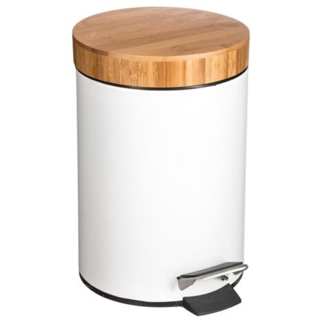 Mülleimer mit bambusdeckel 3l naturéo weiß - 5five