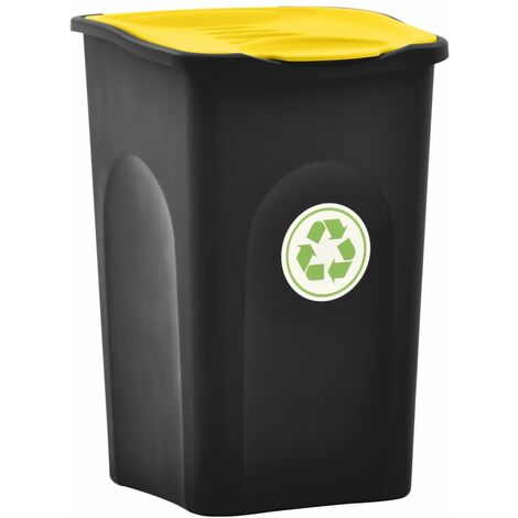 Mülleimer mit Klappdeckel 50L Schwarz und Gelb