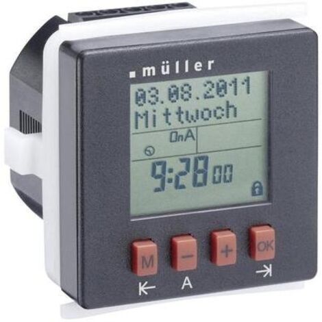 Müller 21812 Fronttafeleinbau-Zeitschaltuhr digital  Tagesprogramm, Wochenprogramm   IP20