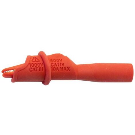 Mueller Electric BU-126-2 Morsetto a coccodrillo Rosso Campo di serraggio max.: 8.9 mm Lunghezza: 74 mm 1 pz.