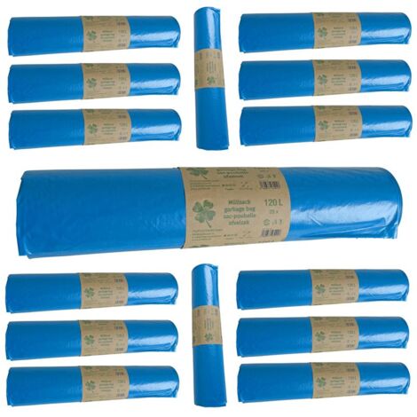 Müllsäcke Abfallsäcke Müllbeutel 120 L Standard 15 Rollen Blau Mülltüte