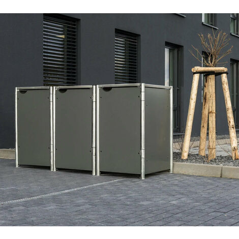 HIDE Hide Mülltonnenbox 140l Kunststoff; 3er Box grau 3er Box