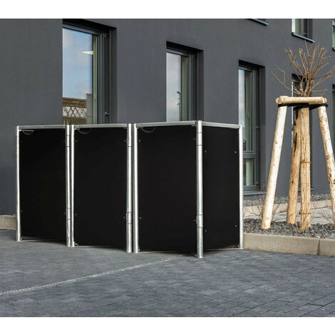 HIDE Hide Mülltonnenbox 140l Kunststoff; 3er Box schwarz 3er Box