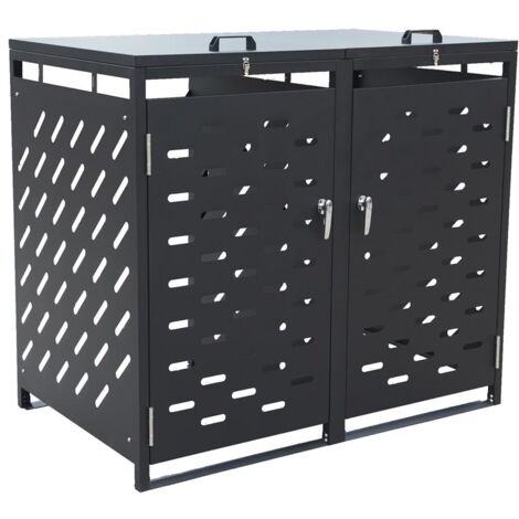 Mülltonnenbox Müllbox Mülltonnenverkleidung 2 Türen Box Anthrazit mit Deckel