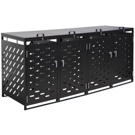 Mülltonnenbox Müllbox Mülltonnenverkleidung 4 Türen Box Anthrazit mit Deckel