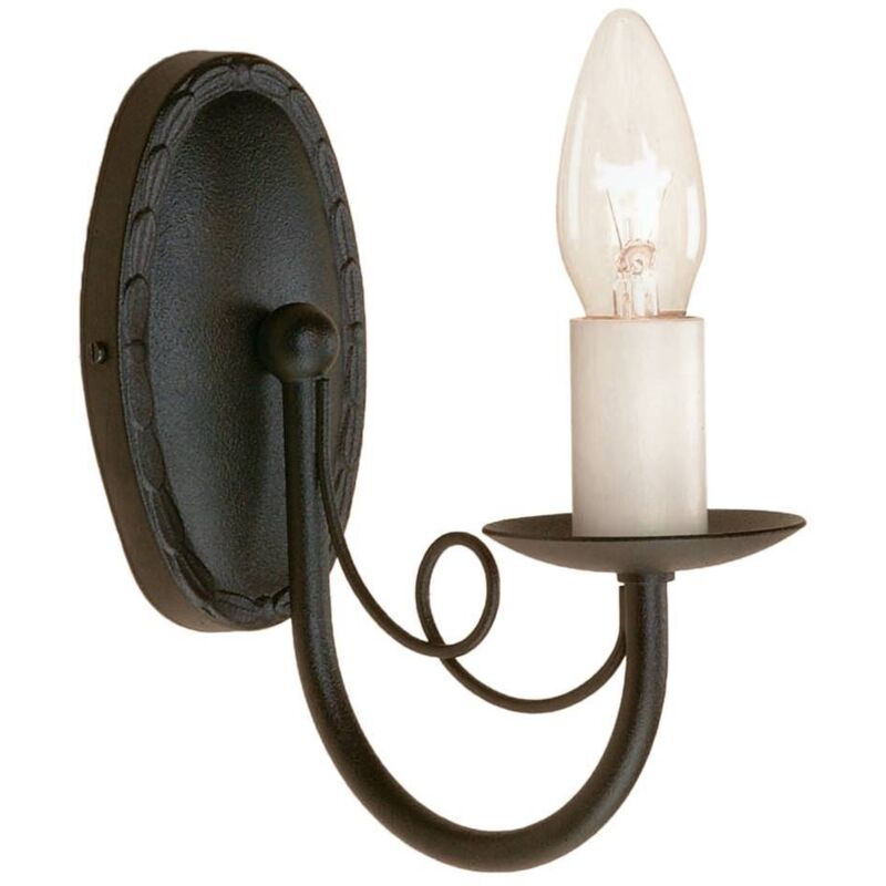 Minster - 1 Licht Innenkerze Wandleuchte Schwarz, E14 - Elstead