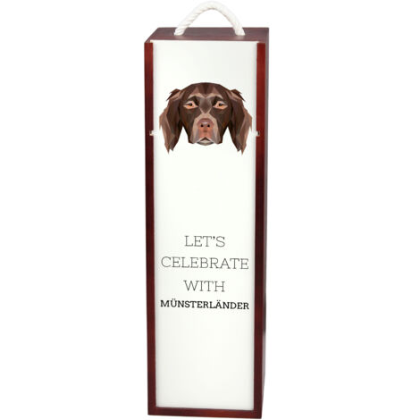 Münsterländer - une canette de vin géométrique avec photo et inscription par Art-Dog