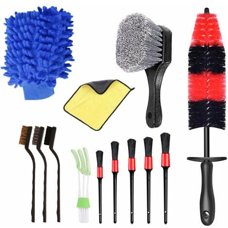 6pcs Short-handled Tire Brush Detail Brush Crevice Cleaning Brush Bristle  Brush Set for Car Cleaning