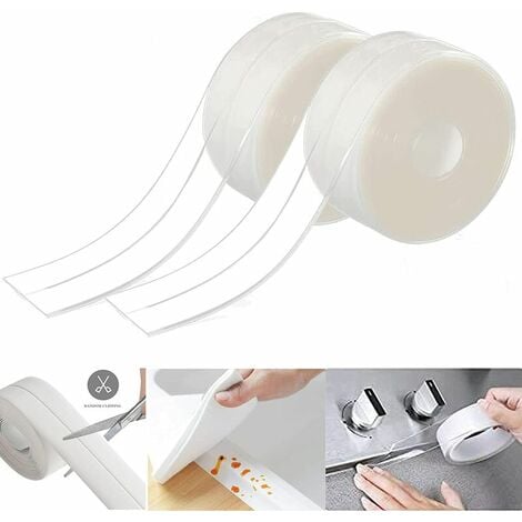 1 Pack Tape Caulk Strip,Wide PVC Waterproof Self Adhesive Tape for Bathtub Bathroom Shower Toilet Kitchen and Wall Sealing Protector, White, Size