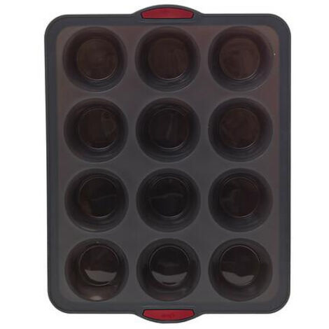 MUFFINFORM FÜR 12 MUFFINS grau SILIKON von -20 bis 220°C