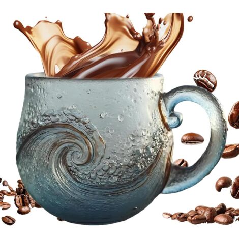 Mug À Café En Verre Tasse Design Vague 300ml - Avec Manche