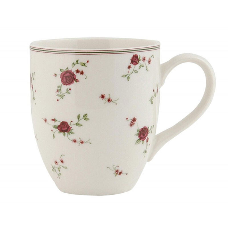 Mug beige en céramique motifs fleurs 11x8x9cm Mug beige en céramique motifs fleurs 11x8x9cm