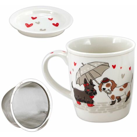 Mug blanc Doggy avec infuseur pour le thé
