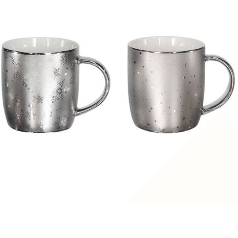 Mug Bombato 370 Cc All Silver Porcellana Argento