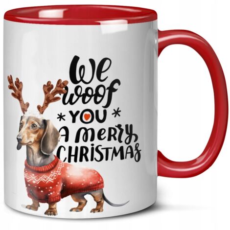 Mug cadeau de Noël avec un teckel miniature