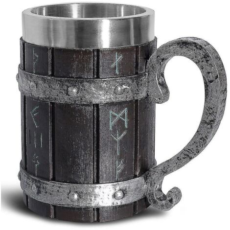 Mug créatif viking en acier inoxydable en forme de crâne, chope à bière en résine, tasse à café, tasse à thé, cadeau d'Halloween, articles de bar