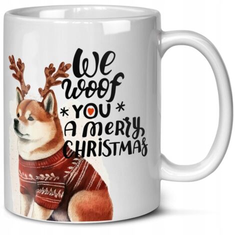 Mug de Noël avec un chien Akita - Cadeau pour maman de chien, papa de chien - Impression permanente