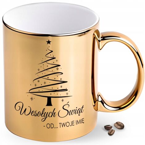 Mug de Noël doré personnalisé avec votre nom + votre nom