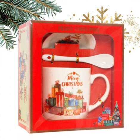 Mug de Noël ECARLA avec soucoupe et cuillère, dans une boîte KB17WZ4 400 ml
