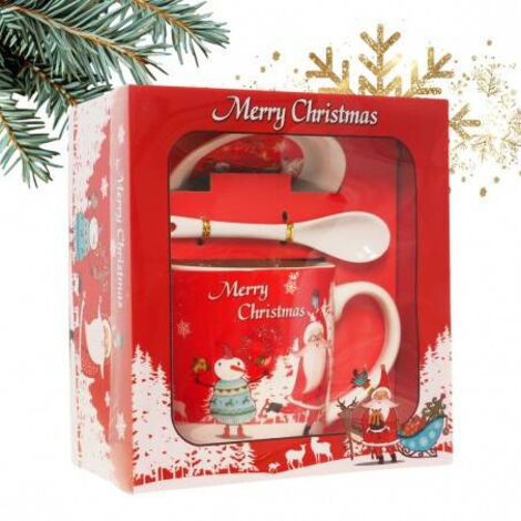 Mug de Noël ECARLA avec soucoupe et cuillère dans une boîte KB19WZ4 400 ml