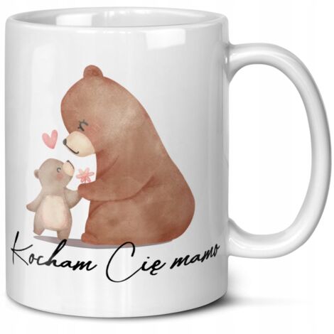 Mug décoré d'oursons en peluche avec inscription « Je t'aime », cadeau idéal pour la fête des mères.