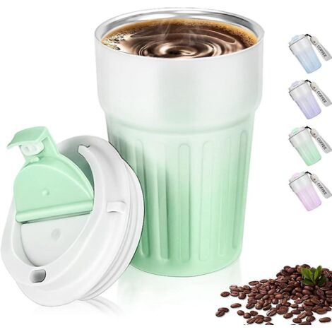 mug En Acier Inoxydable 400ml (vert) Impermable, Mug Isotherme Pour Le Caf Et Le Th, Sans Bisphnol A (bpa), Rutilisable, Mug Isotherme En Acier, M