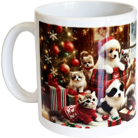 Mug en céramique chiots et chatons de Noël - CBKreation