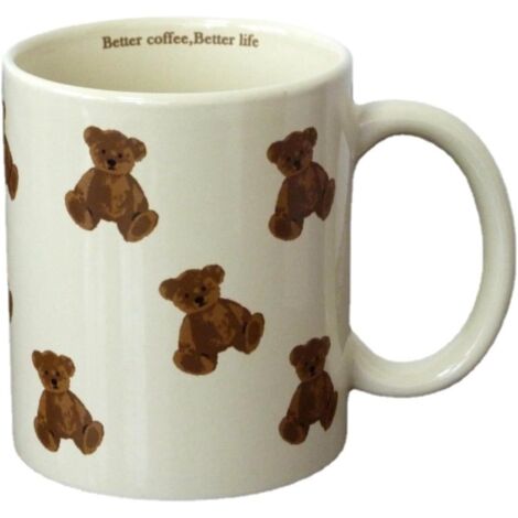 Mug en céramique vintage mignon avec un ours de dessin animé - Tasse à café et verre à eau de 350 ml/12 oz, un choix amusant et original pour les femmes, les filles et les amoureux des ours.