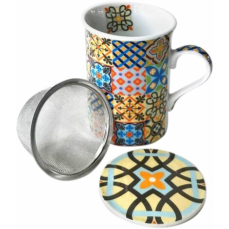 Mug en porcelaine avec infuseur - Carreaux de ciment