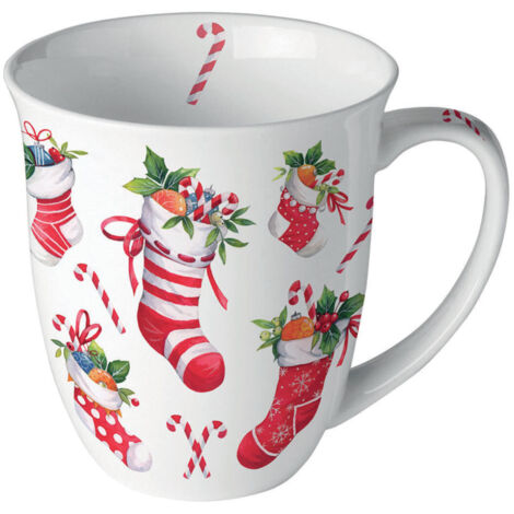 Mug en porcelaine fine Chaussettes de Noël  0,4 litre