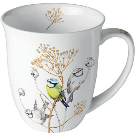Mug en porcelaine fine oiseaux et nature  0,4 litre