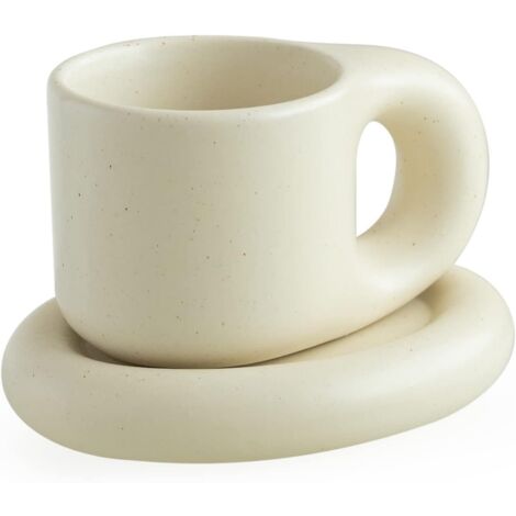 Mug et soucoupe en céramique personnalisés « Chubby Cute », pour le bureau et à la maison.