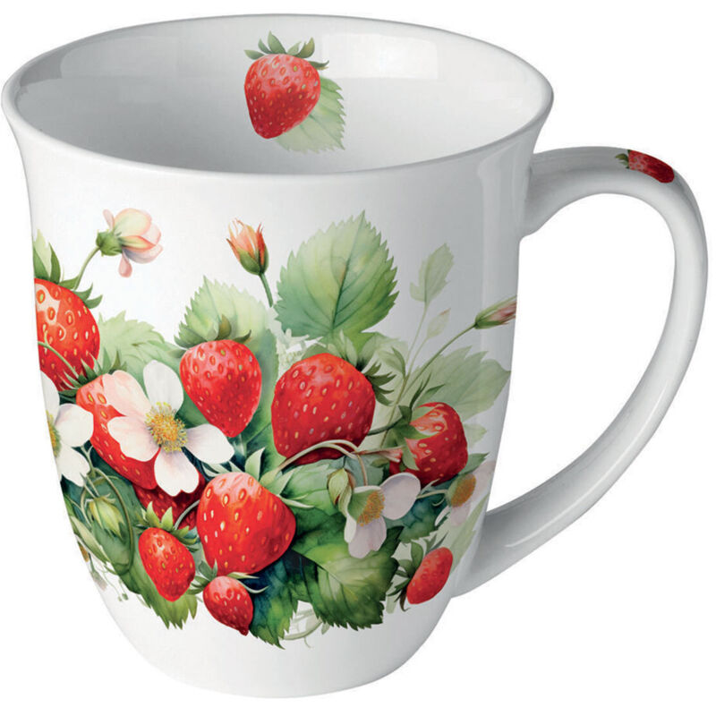 Mug fraises en porcelaine fine 400 ml Mug fraises en porcelaine fine 400 ml