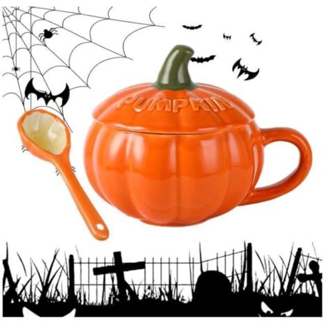 Mug - Halloween - Citrouille Mignonne - Céramique - Avec Couvercle - Design Contemporain