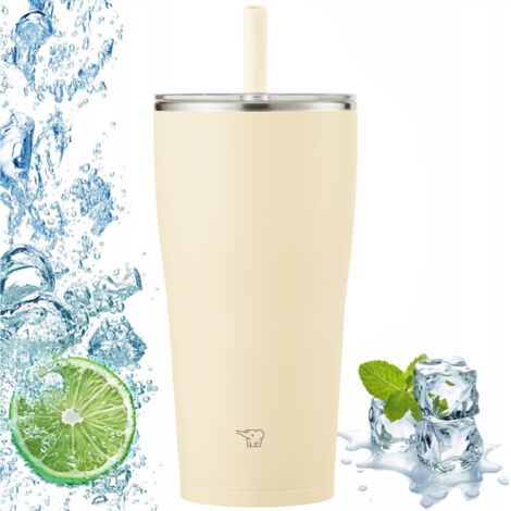 Mug isotherme beige ZOJIRUSHI SX-HA72H-CM 720 ml avec paille pour voiture