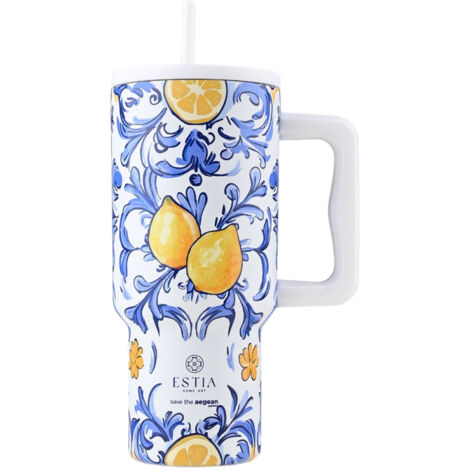 Mug isotherme Côte Amalfitaine 900 ml avec paille