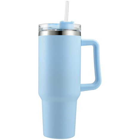 Mug isotherme de voyage Charger 40 oz avec poignée  Tasse en acier inoxydable à double paroi sous vide avec paille et couvercle, wathet